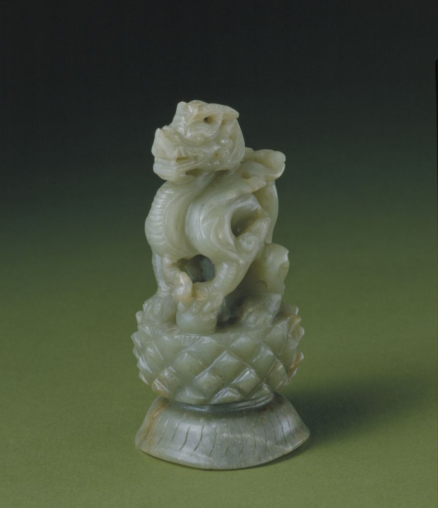 图片[1]-Green jade lotus supporting squatting dragon-China Archive